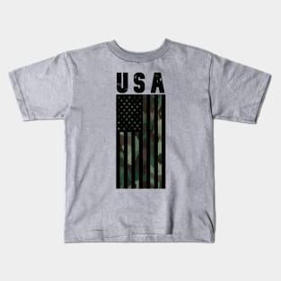 USA Camo Flag Kids T-Shirt